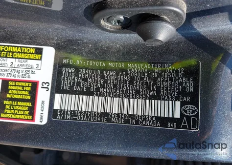 2012 Toyota Corolla S z USA, uszkodzony, nr VIN 2T1BU4EEXCC848552